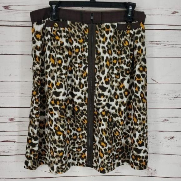 JW Woman Plus Size Leopard Animal Print Flare Exposed Zipper Skirt Size 14W - Picture 8 of 8